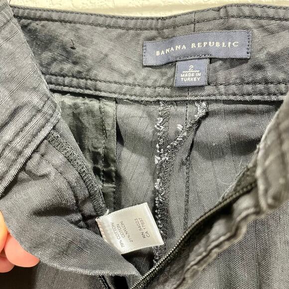 Vintage Y2K 00s Banana Republic Black D-Ring Cropped Trouser Size 2 Relaxed Fit - Picture 8 of 12